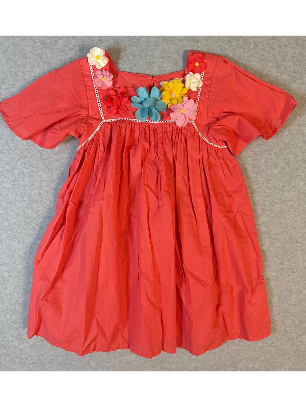 Mini Boden Coral Floral Dress Size 4-5
